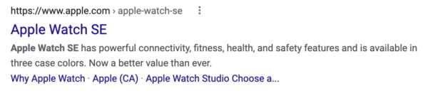 Google search result describe the Apple Watch SE