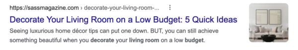 decorate living room budget google seo - نحوه ایجاد توضیحات متا